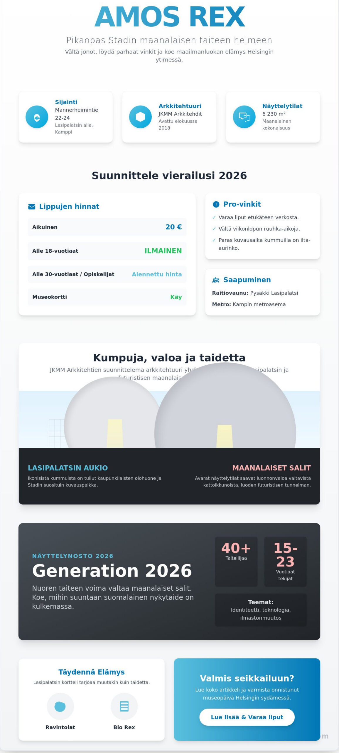 Amos Rex Helsinki: Maanalainen taide-elämys Lasipalatsin alla 2026