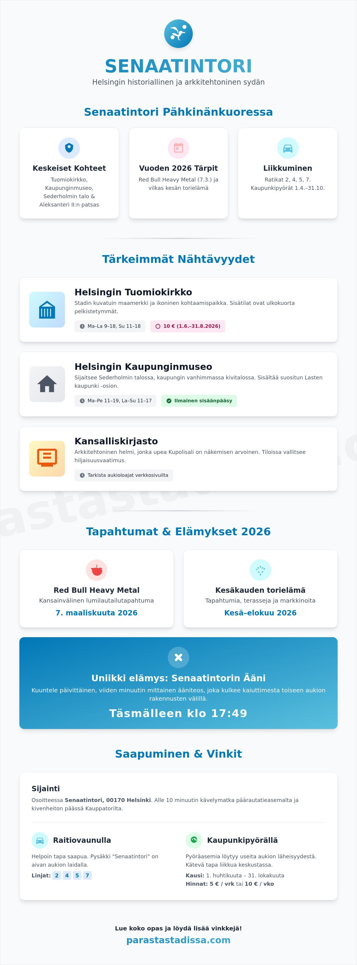 Senaatintori: Helsingin empire-keskustan sydän ja parhaat tärpit 2026