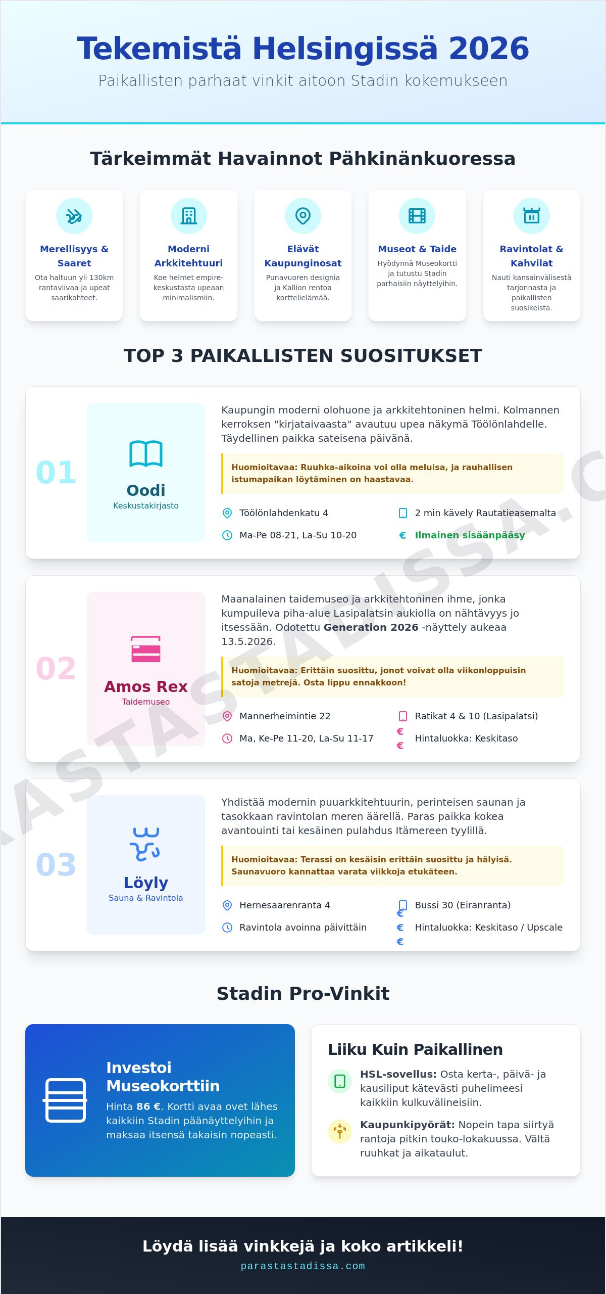 Tekemistä Helsingissä 2026: Stadin parhaat tärpit ja elämykset