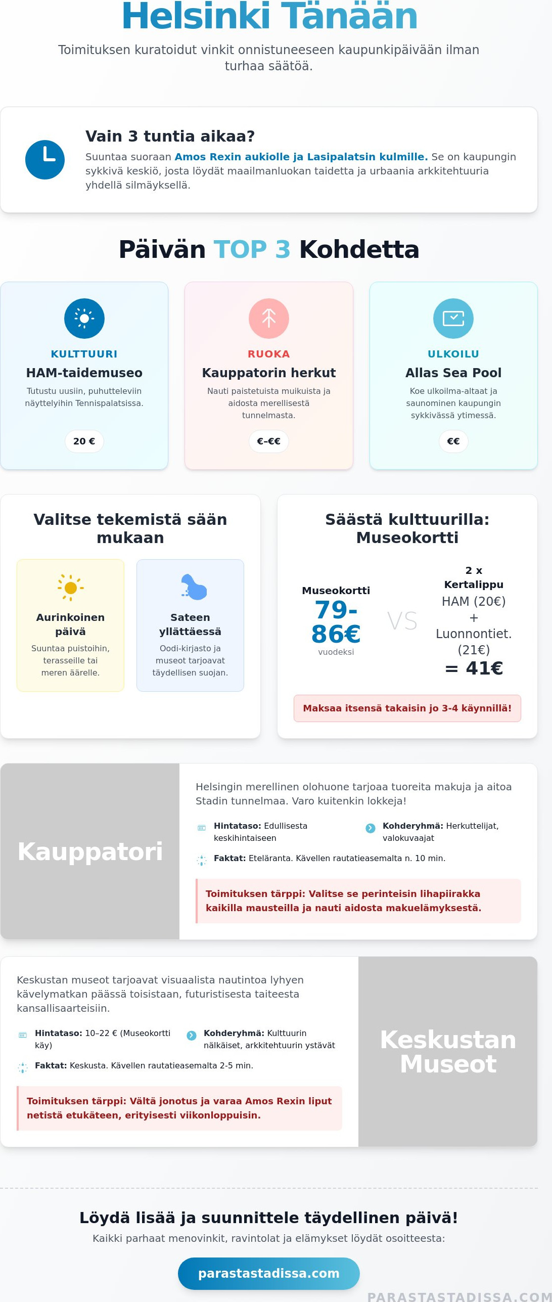 Tekemistä Helsingissä tänään: Toimituksen kuratoidut menovinkit 2026