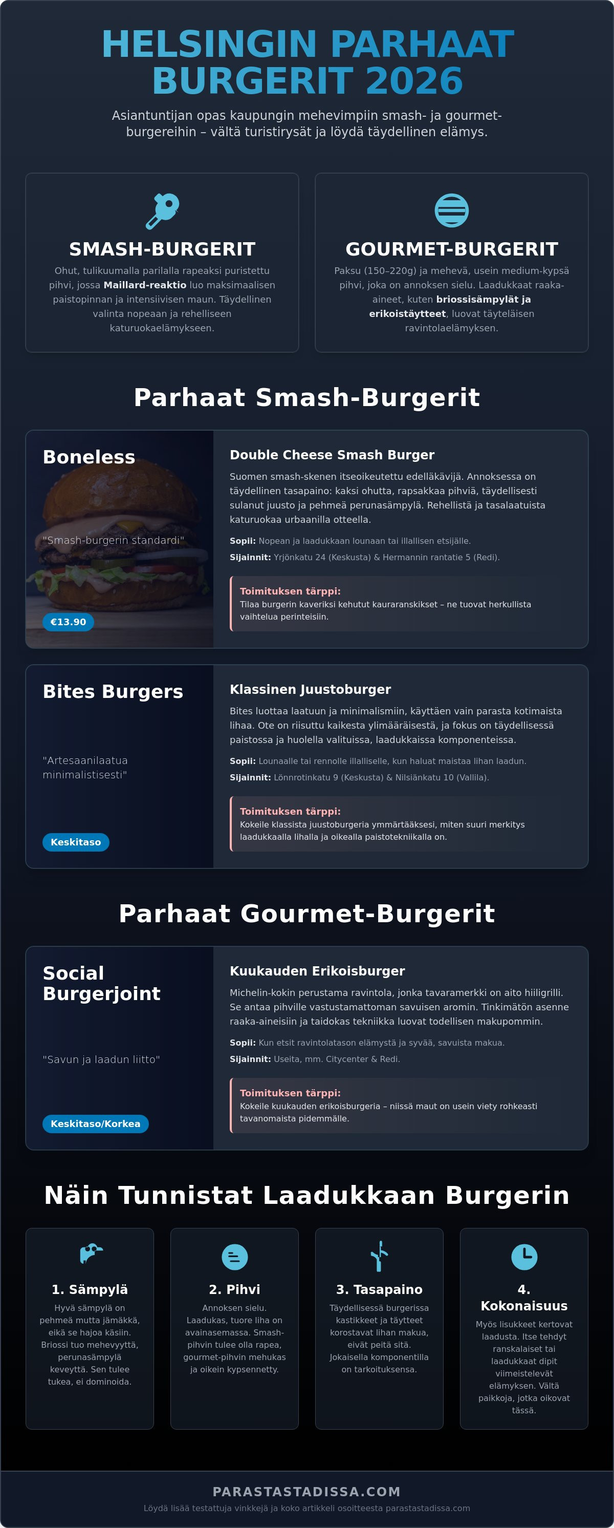Parhaat burgerit Helsinki 2026: Toimituksen kuratoima vertailu Stadin helmille