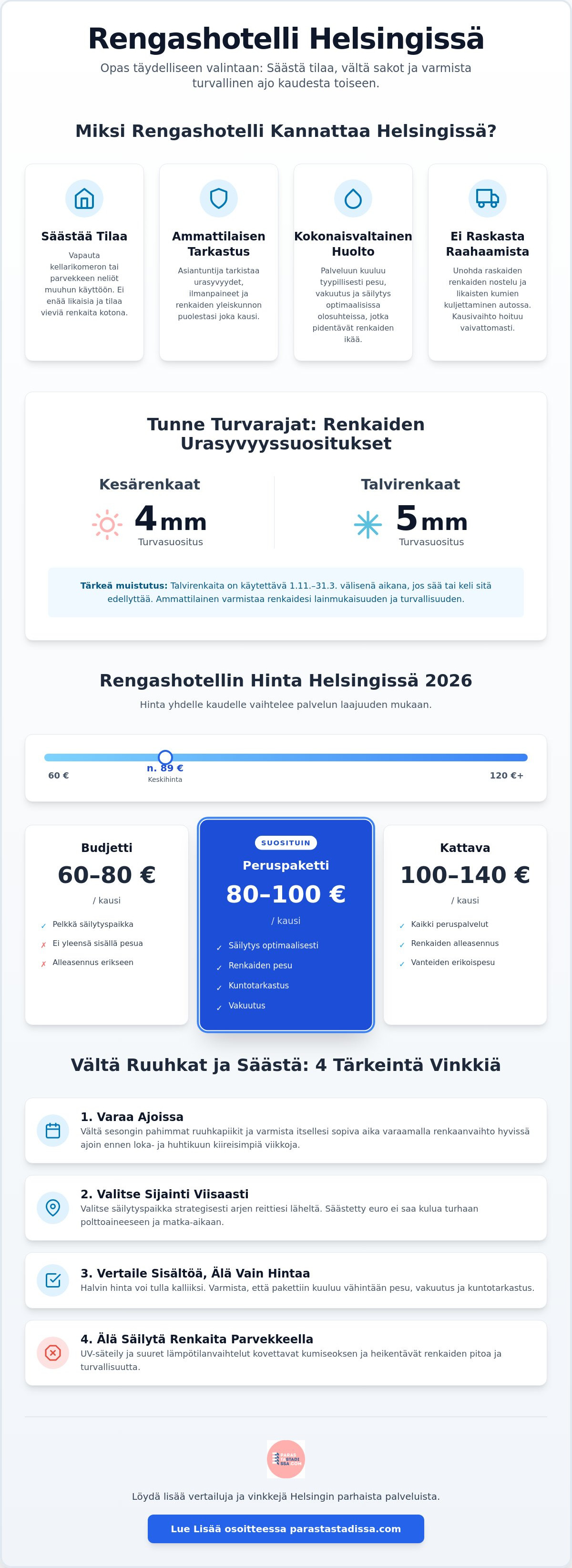 Rengashotelli Helsinki: Valitse paras säilytys renkaillesi